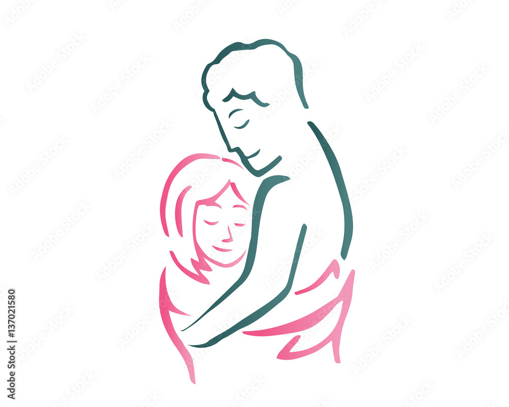 Elegant Intimate Romantic Couple Silhouette Illustration Logo