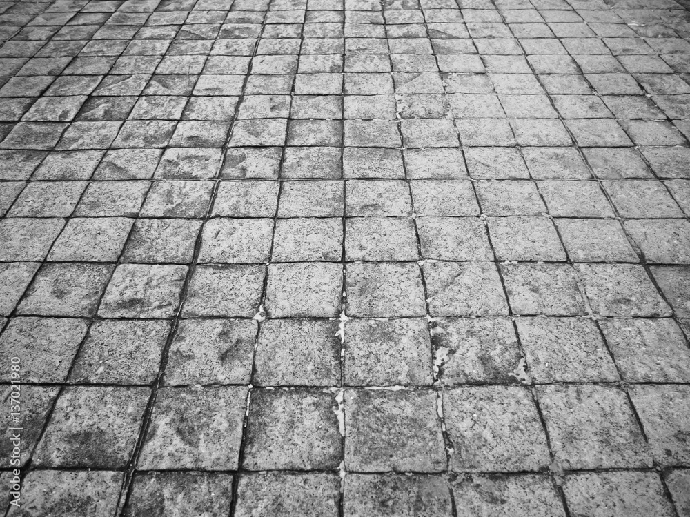 Outdoor street floor tile background seamless and texture Black and white