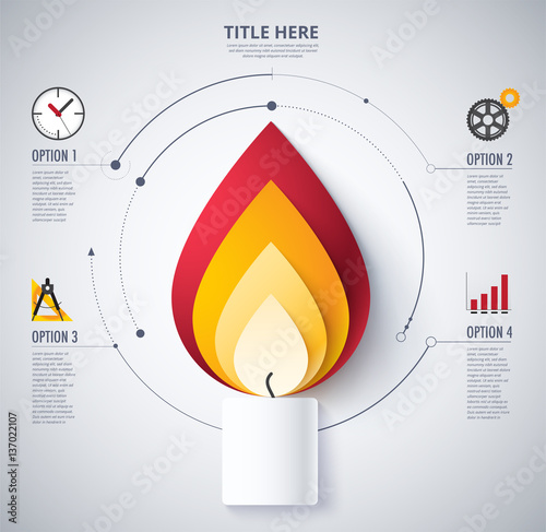 infographic diagram of Candle stick concept. included icon and sample of text.