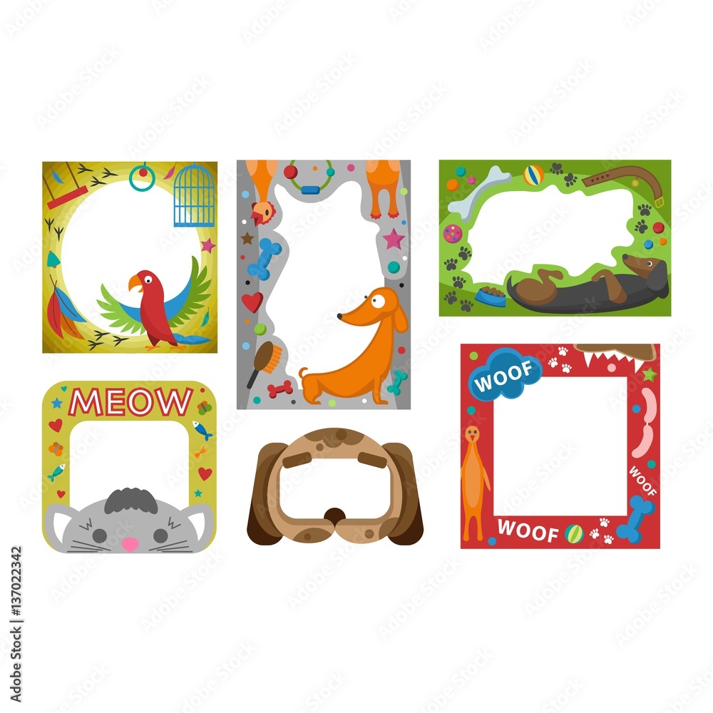 Cute happy birthday border photo frame vector illustration.