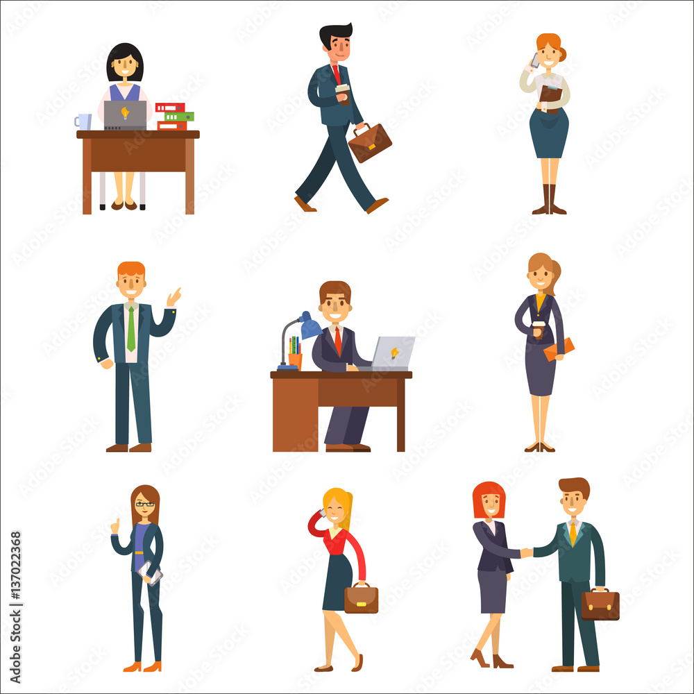 Business people man and woman vector illustration.