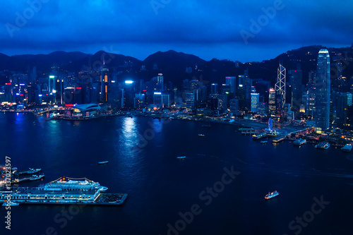 View on Victoria harbour in Hong Kong