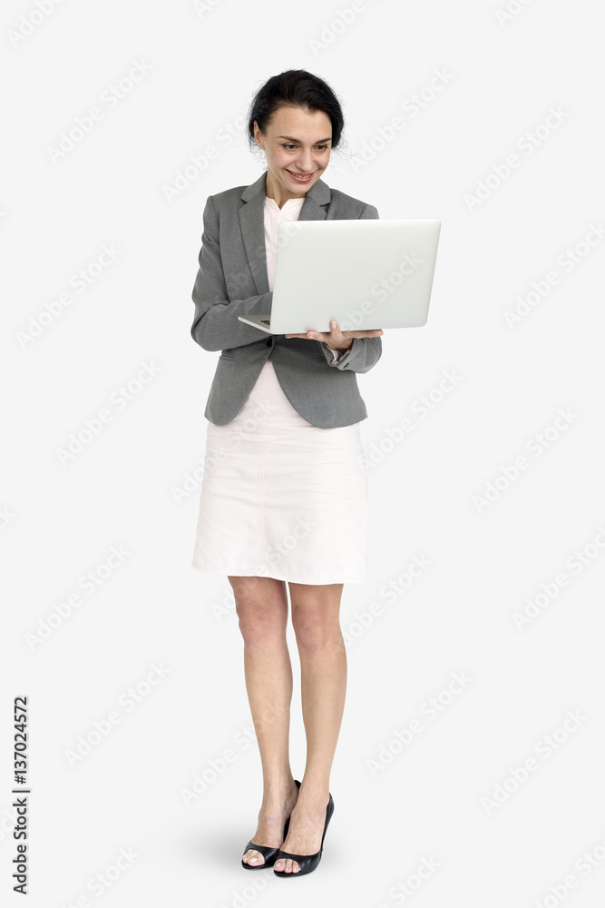 Businesswoman Smilng Happiness Laptop Technology Concept Businesswoman Smilng Happiness Laptop Technology Concept