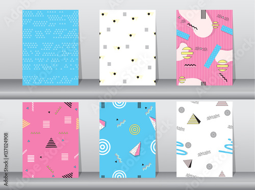 Set of memphis seamless pattern retro vintage 80s or 90s style,poster,template,Vector illustrations