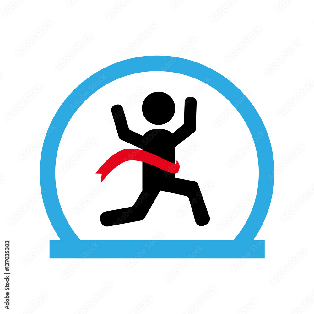circle shape with runner crossing finish line vector illustration circle shape with runner crossing finish line vector illustration