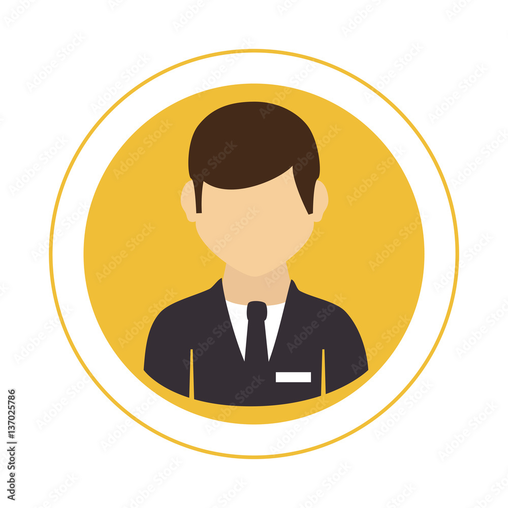 circular frame with half body man with formal suit with tie vector illustration