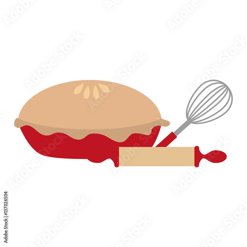 colorful silhouette pie with bakery utensils vector illustration