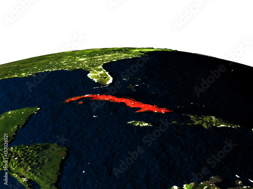 Photography Cuba from space at night