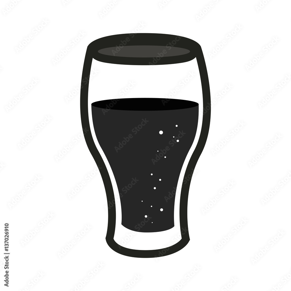 silhouette glass cup of beer vector illustration