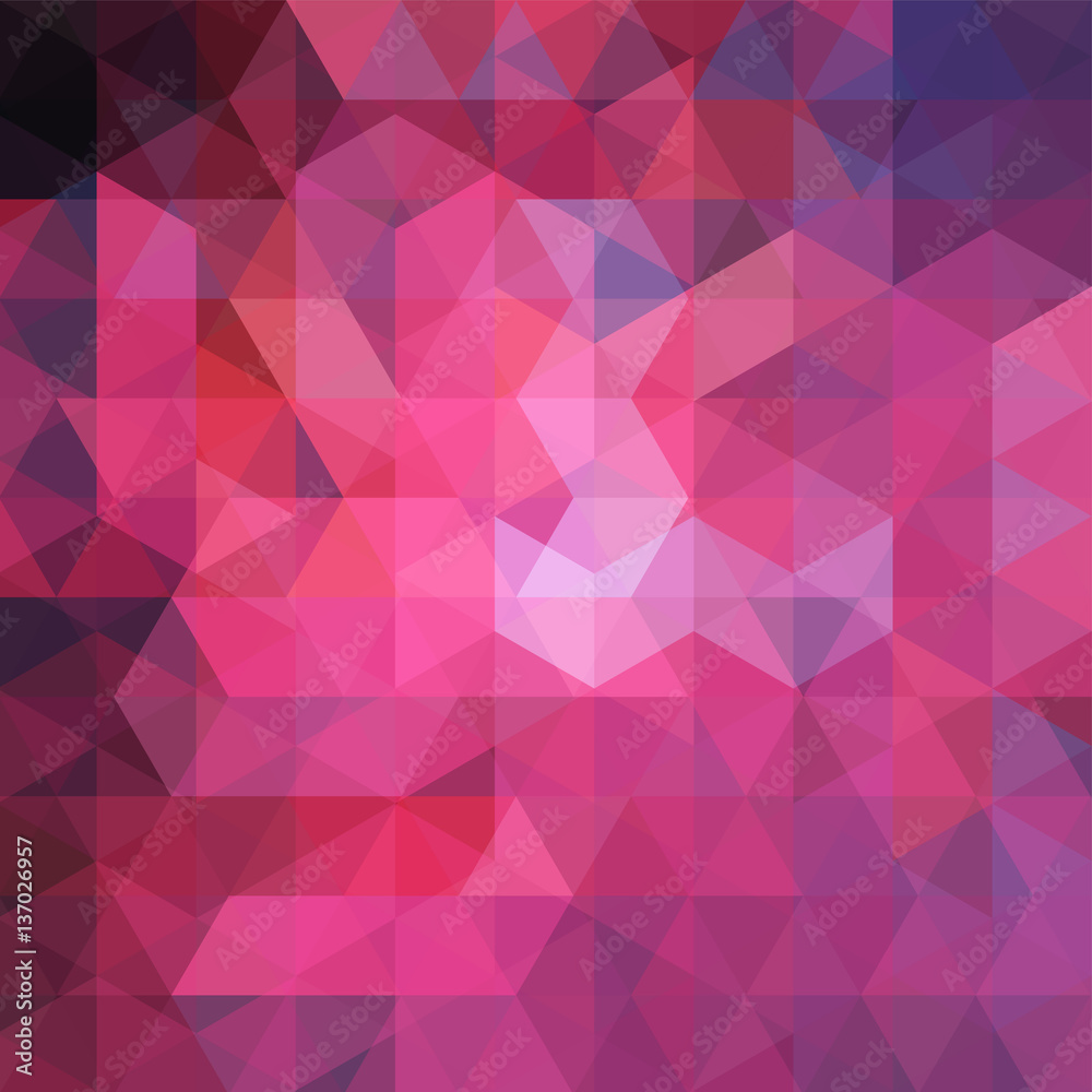 Fototapeta premium Abstract pink mosaic background. Triangle geometric background. Design elements. Vector illustration
