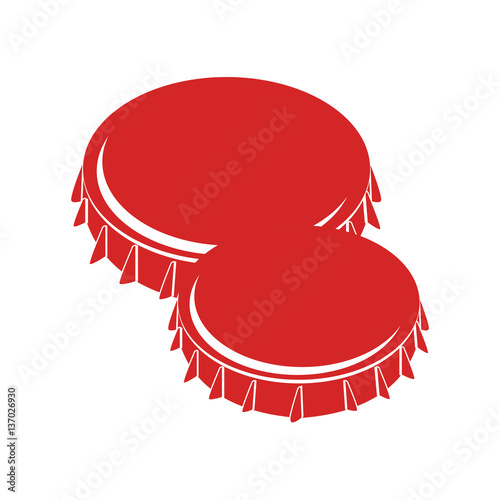 set collection red color metal beer lid vector illustration
