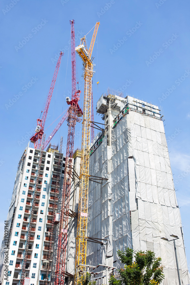 Fototapeta premium Construcktion site and crane.