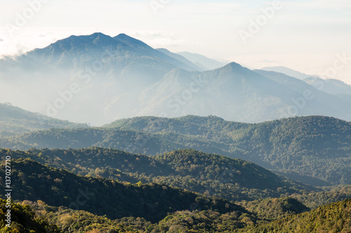 Layer of mountain and misty.