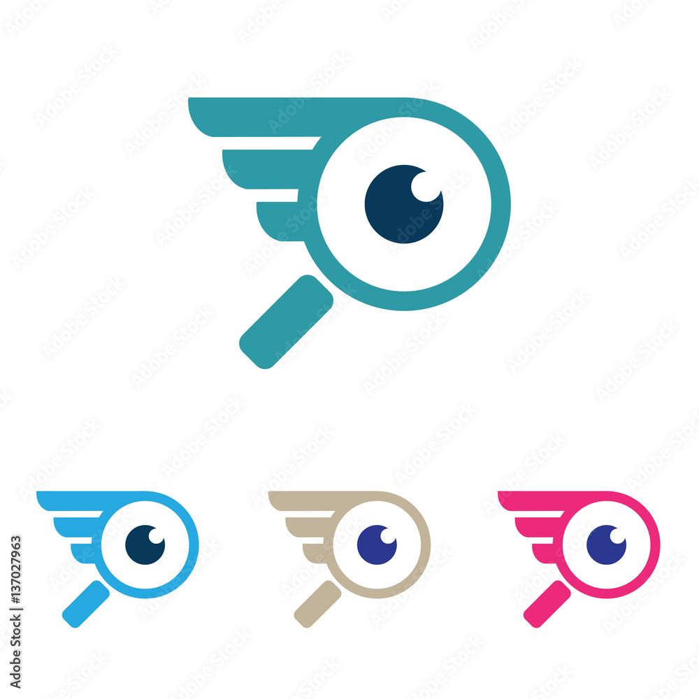 Find Search Spy Wing Flying Magnifying Glass Logo Find Search Spy Wing Flying Magnifying Glass Logo