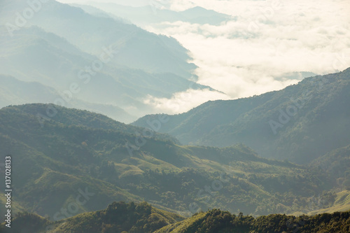 Layers of moutain and misty, north of Thailand.