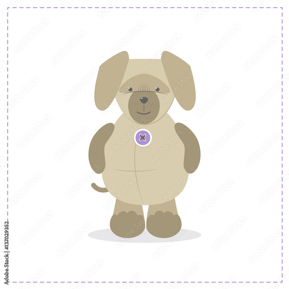 Cute plush toy dog, puppy, vector cartoon Cute plush toy dog, puppy, vector cartoon