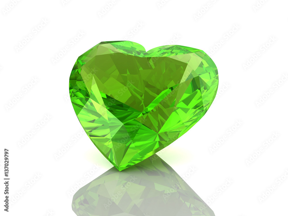 Fototapeta premium Peridot gem on white background .3D illustration