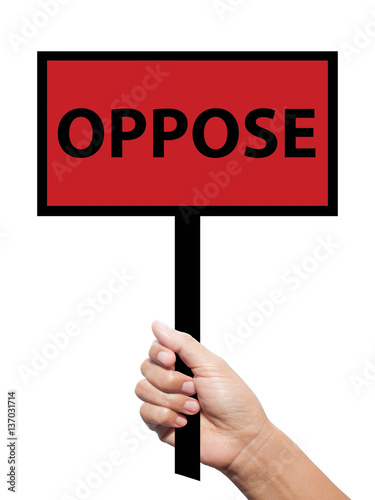 Quadro em tela hand hold a placard presenting phrase of oppose