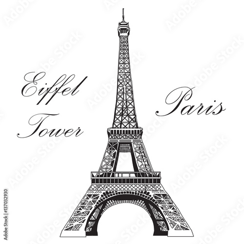 Fototapeta Naklejka Na Ścianę i Meble -  Vector hand drawing illustration Eiffel tower