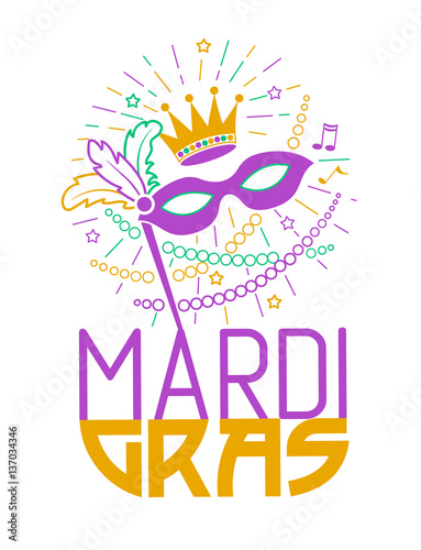 Mardi Gras Party Mask  Greeting card.