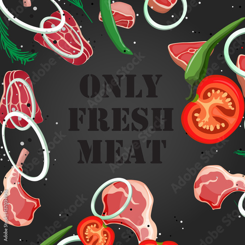 Set of meat food Isolated on white background