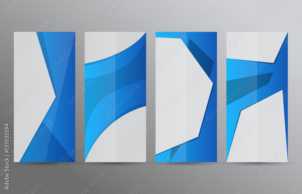 Set vertical banners blue background07
