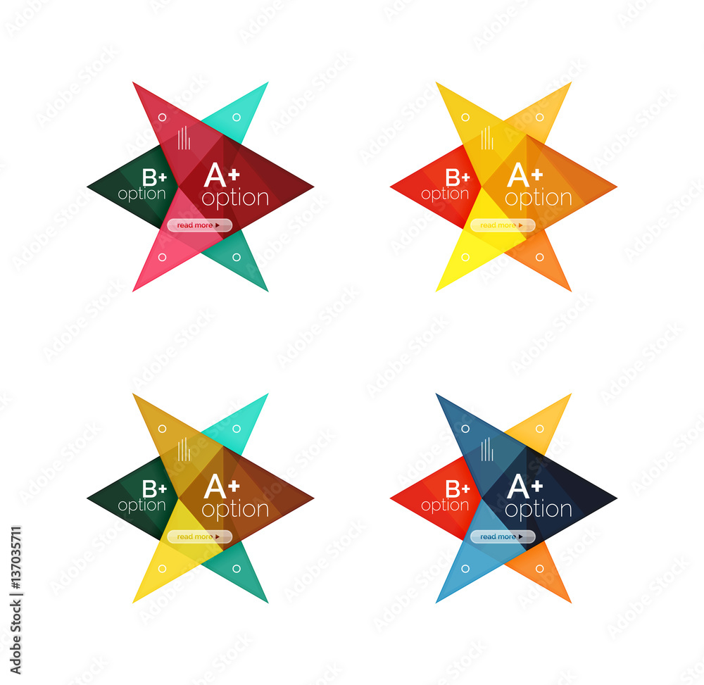 Colorful arrow option infographics banners, business geometric templates Colorful arrow option infographics banners, business geometric templates