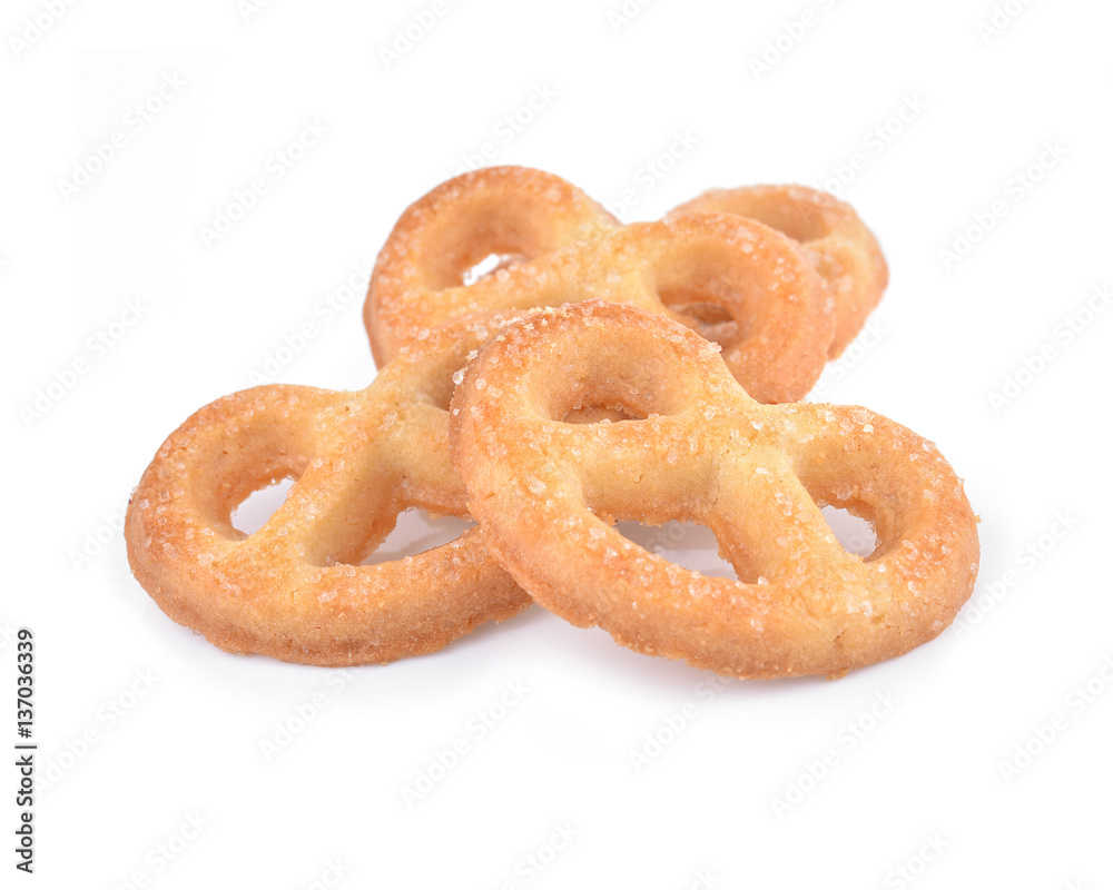 short pastry cookies isolated on white background