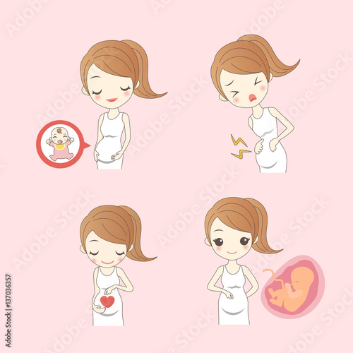 happy cartoon pregnant woman