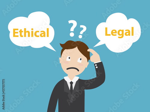 Ethical and Legal - businessman confused Standing at the crossro