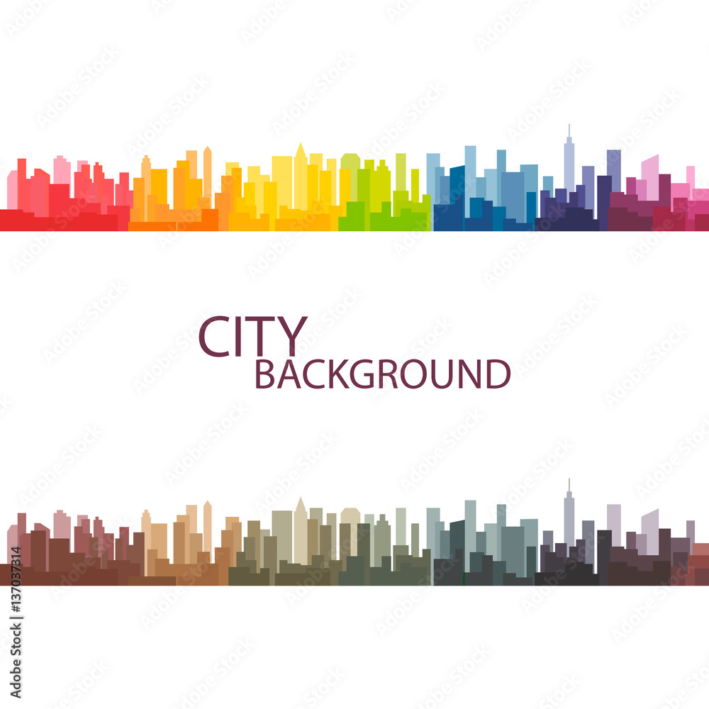 Colorful panorama city vector background