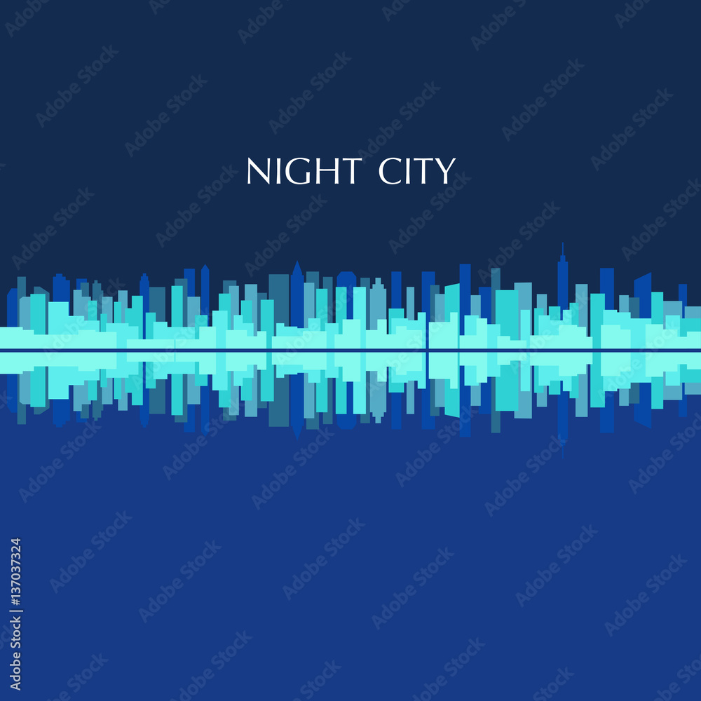 Vector illustration of city skyline panorama at night