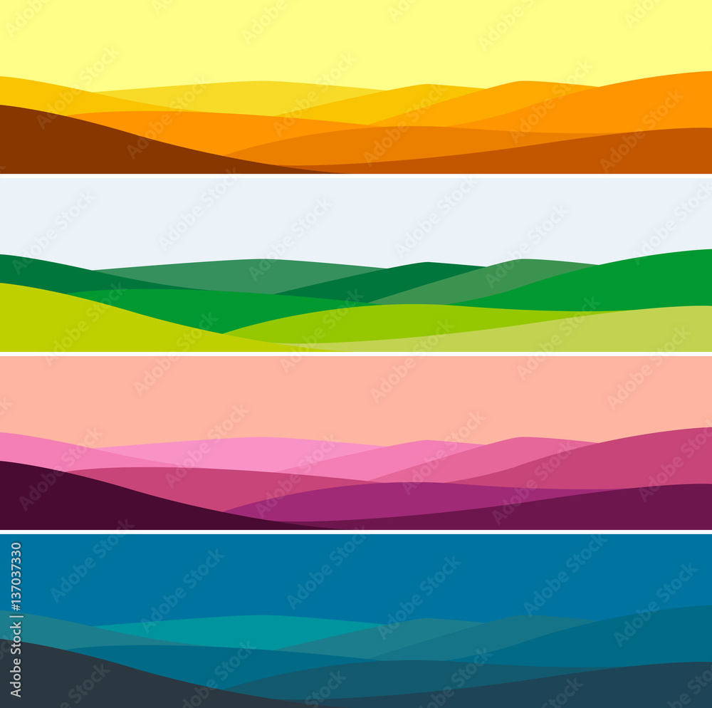 Vector illustration of mountain landscape in time of day