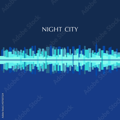 Vector illustration of city skyline panorama at night
