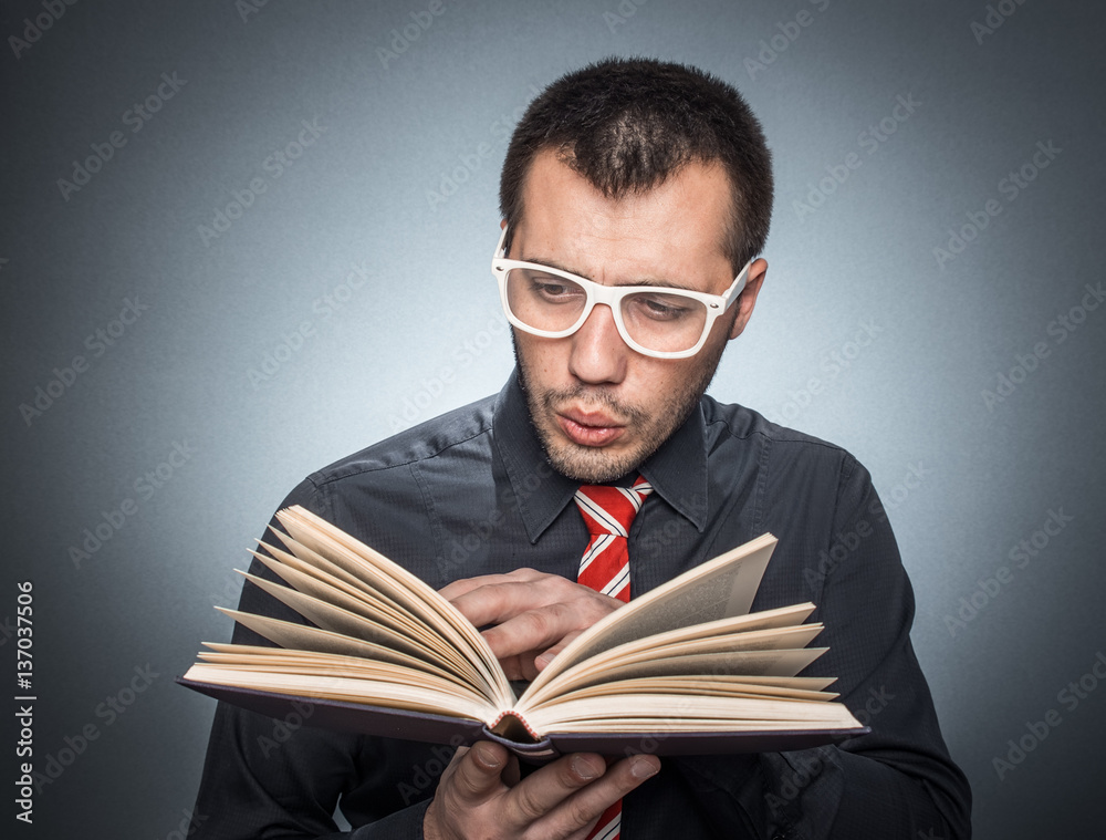 Man with book Man with book