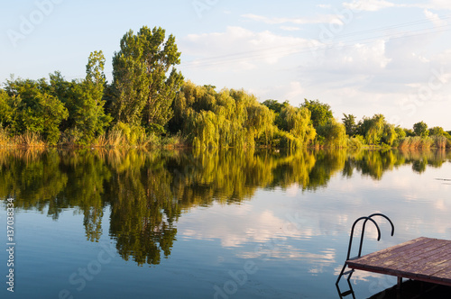 Εκτύπωση καμβά Reflection in the `Holt` Koros River near Szarvas in Hungary