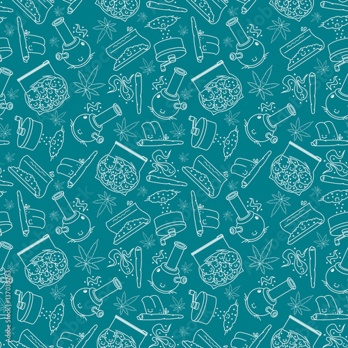 Vector seamless pattern. 7 objects. Line style. EPS 10