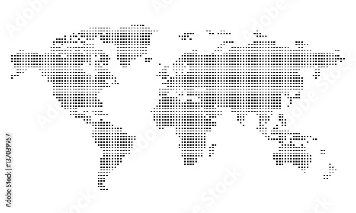 Pictogram - World map, Line, Stroke, Dash, large - Object, Icon, Symbol
