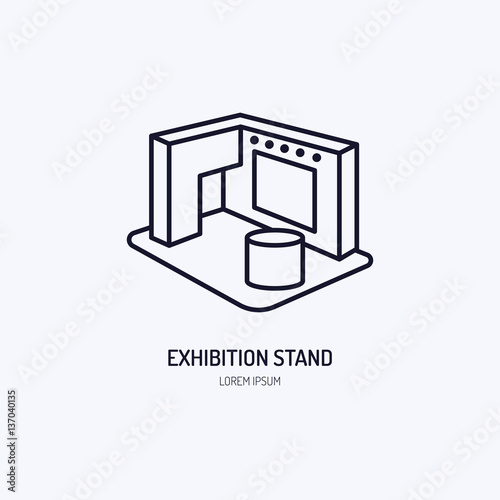 Exhibition banner stand vector line icon. Advertising sign.