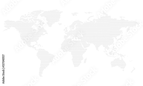 Pictogram - World map, Line, Stroke, Dash, fine - Object, Icon, Symbol