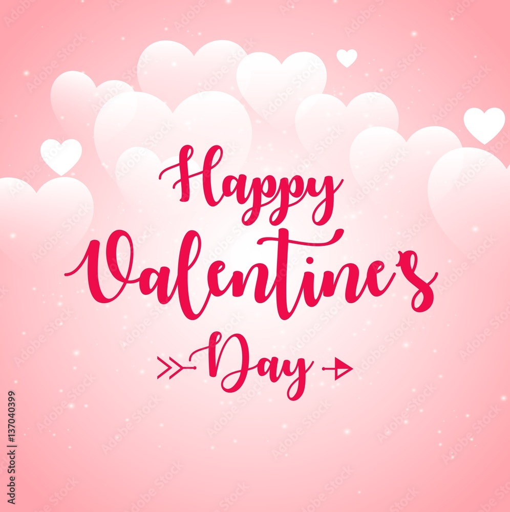 Happy Valentine's day lettering card on pink background