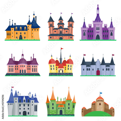 Cartoon castle architecture vector illustration