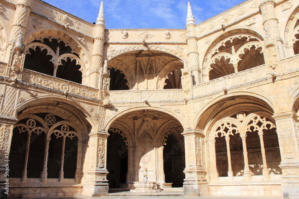 Cloister of the Jeronimos Monastery in Lisbon Portugal