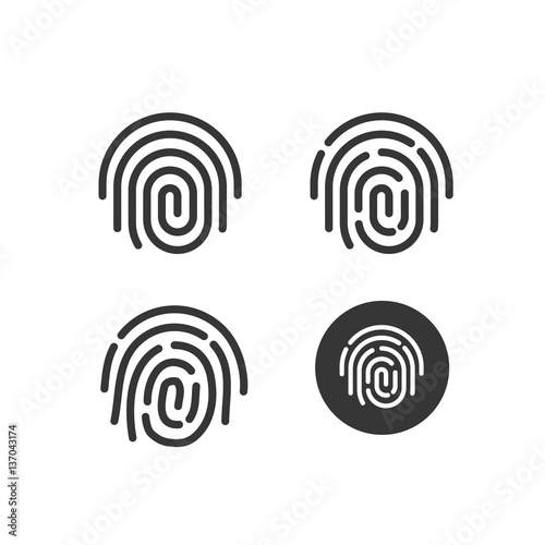 Fingerprint icons set vector, round shaped fingerprint symbol isolated on white background