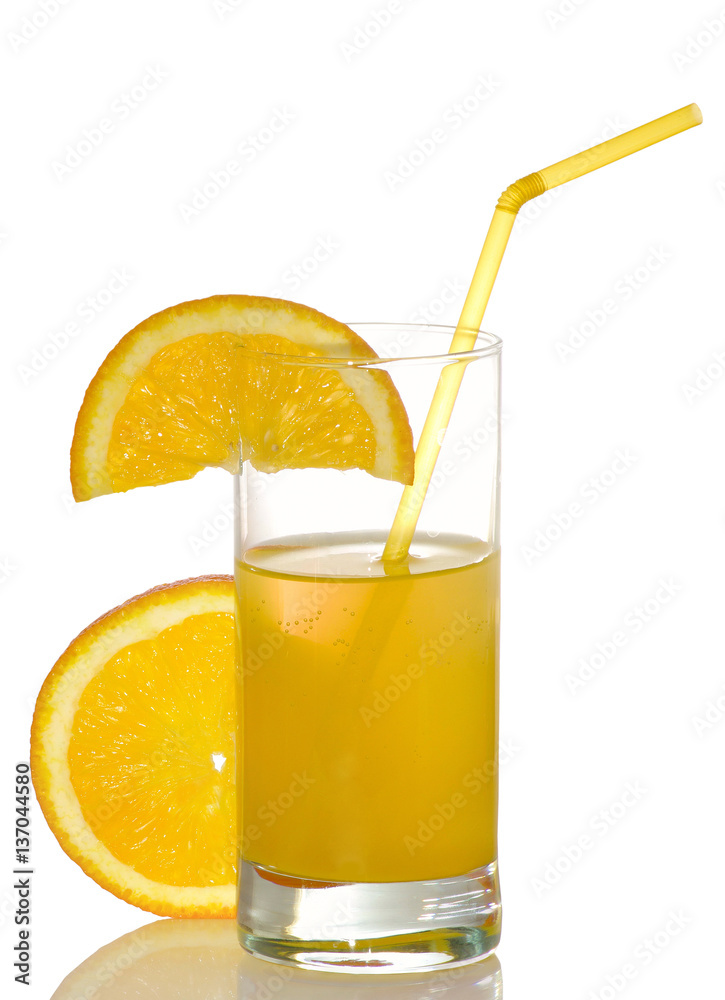 image of orange juice on a white background