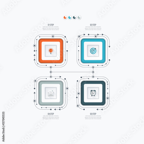 Infographics template four options with square