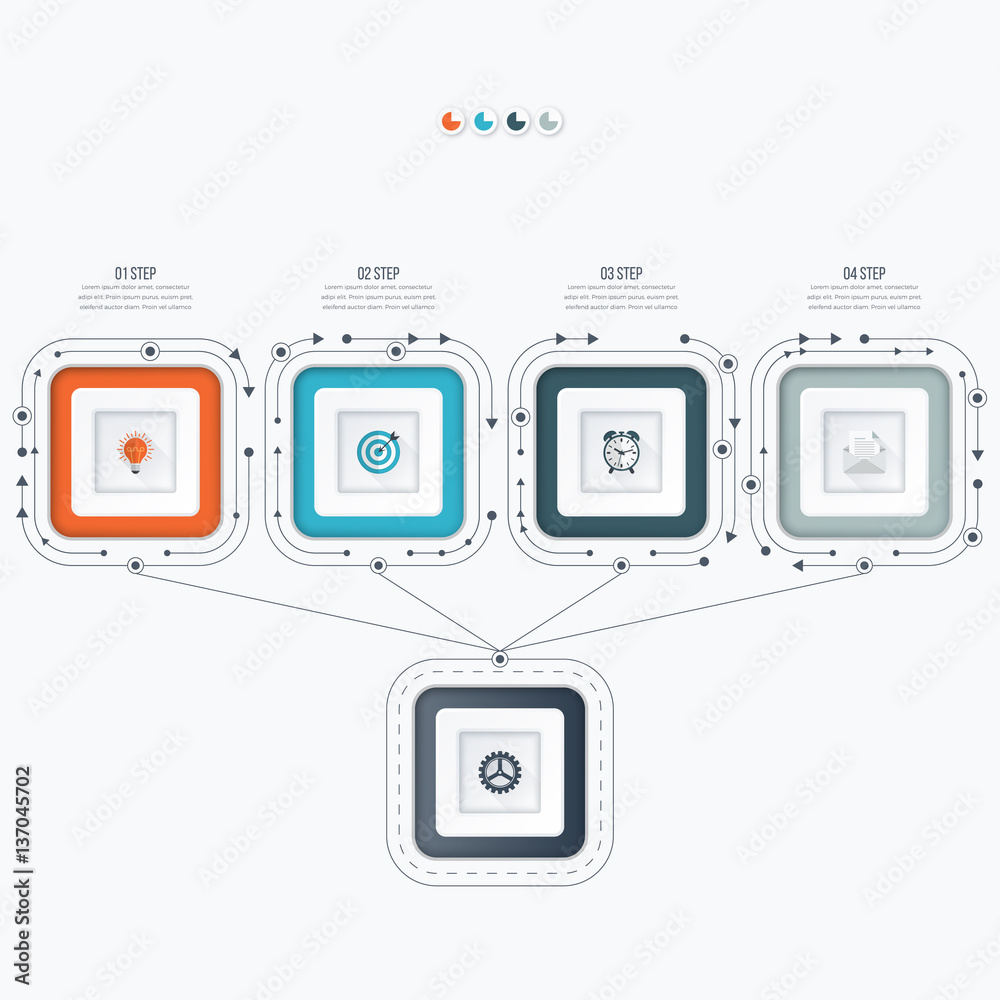 Infographics template four options with square Infographics template four options with square