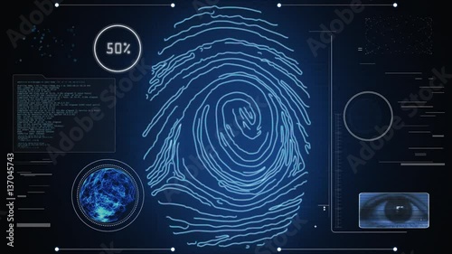 Identity scan: access permitted. Futuristic fingerprint and iris recognition