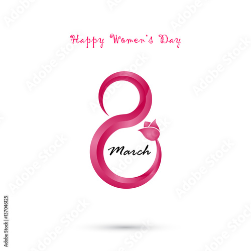 Creative 8 March logo vector design with international women's d