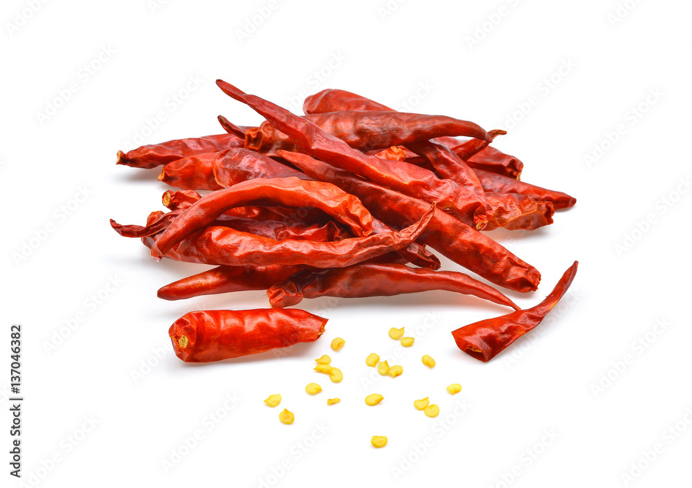 dried chilli isolated on white background dried chilli isolated on white background